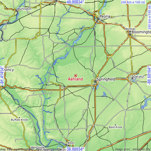 Topographic map of Ashland