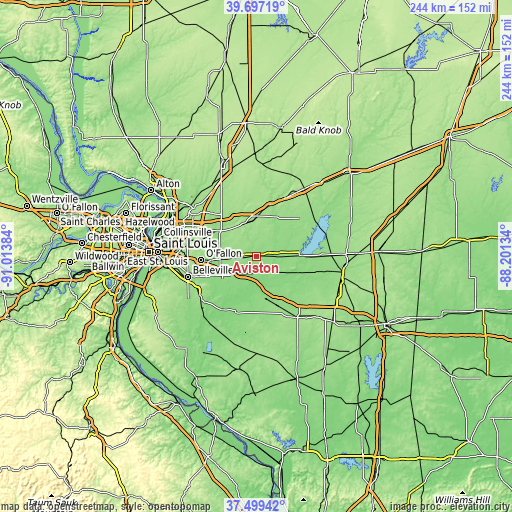 Topographic map of Aviston