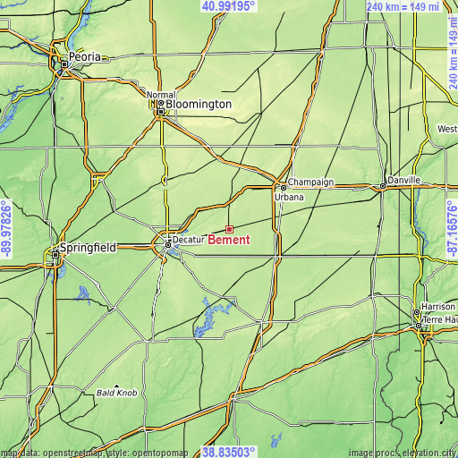 Topographic map of Bement