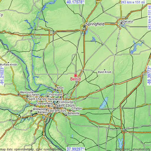 Topographic map of Benld