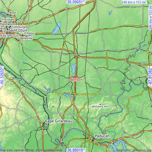 Topographic map of Benton