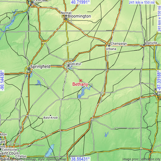 Topographic map of Bethany