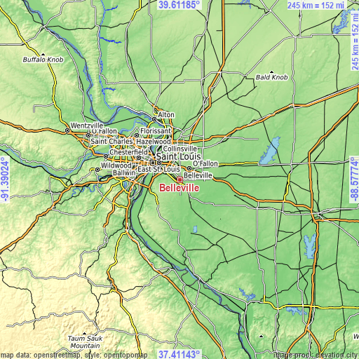 Topographic map of Belleville