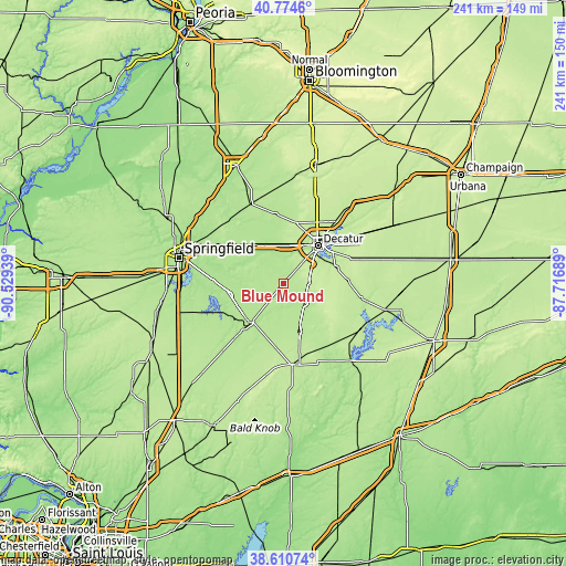 Topographic map of Blue Mound