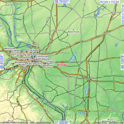 Topographic map of Breese