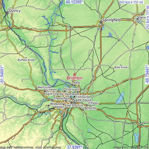 Topographic map of Brighton