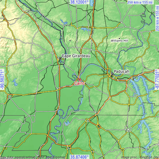 Topographic map of Cairo