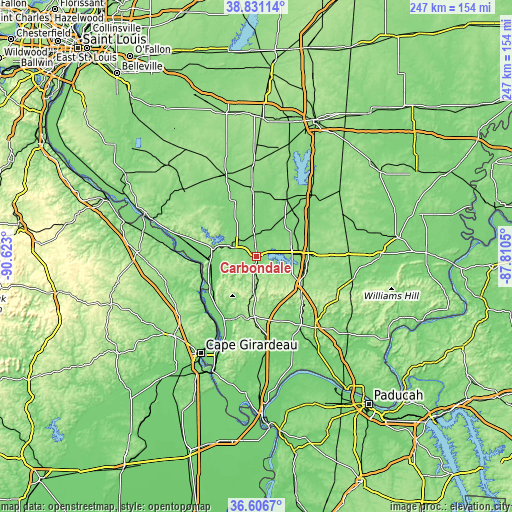 Topographic map of Carbondale