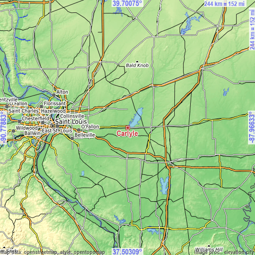 Topographic map of Carlyle