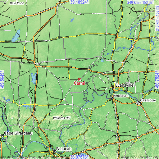 Topographic map of Carmi