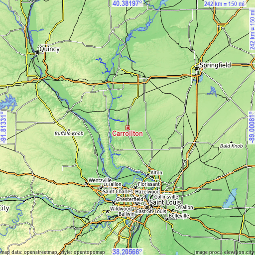 Topographic map of Carrollton