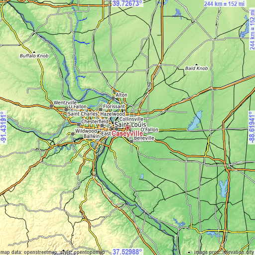 Topographic map of Caseyville