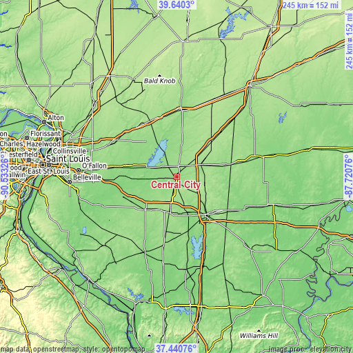 Topographic map of Central City