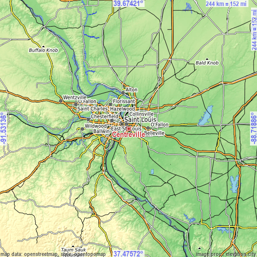 Topographic map of Centreville