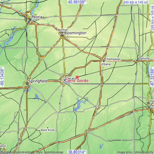 Topographic map of Cerro Gordo