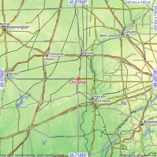 Topographic map of Chrisman