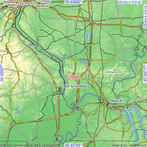 Topographic map of Cobden