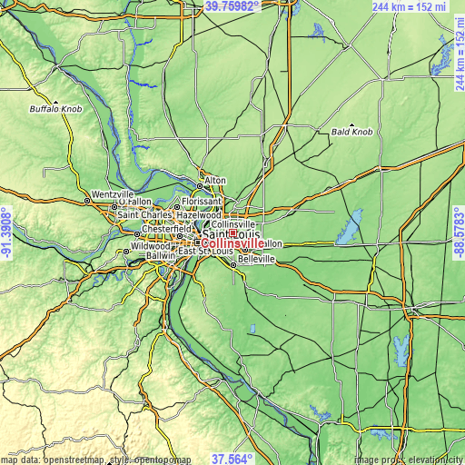 Topographic map of Collinsville