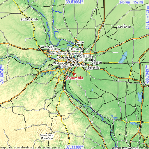 Topographic map of Columbia