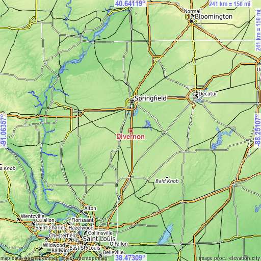 Topographic map of Divernon