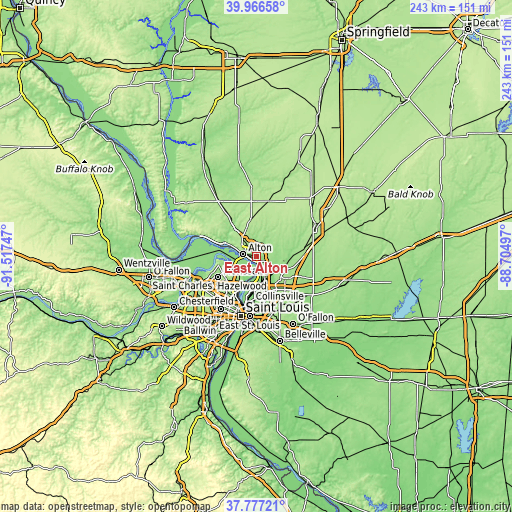 Topographic map of East Alton