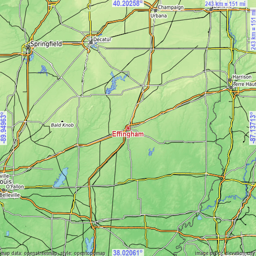 Topographic map of Effingham