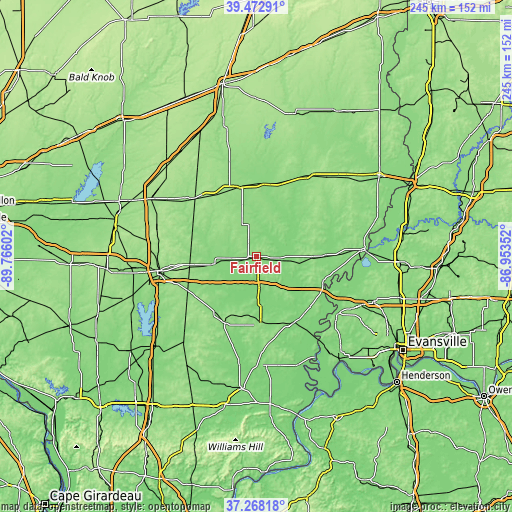 Topographic map of Fairfield