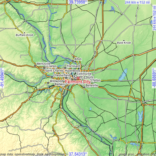 Topographic map of Fairmont City