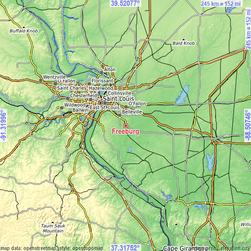 Topographic map of Freeburg