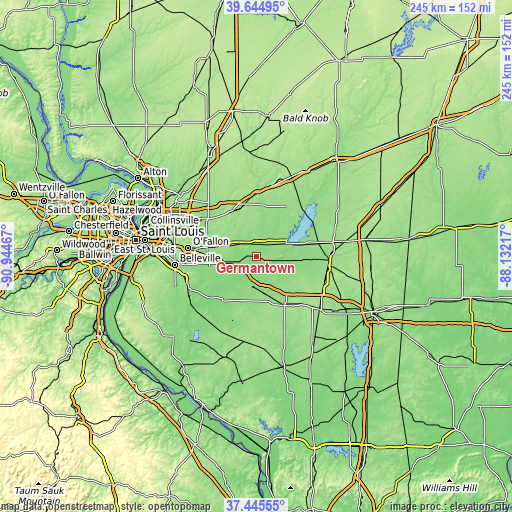 Topographic map of Germantown