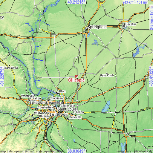 Topographic map of Gillespie