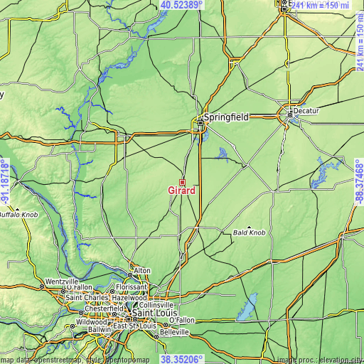 Topographic map of Girard