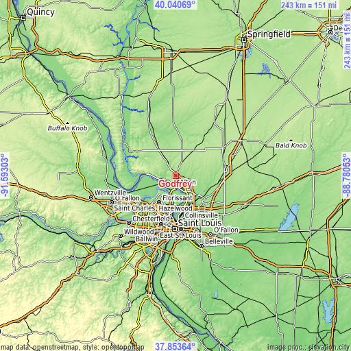 Topographic map of Godfrey