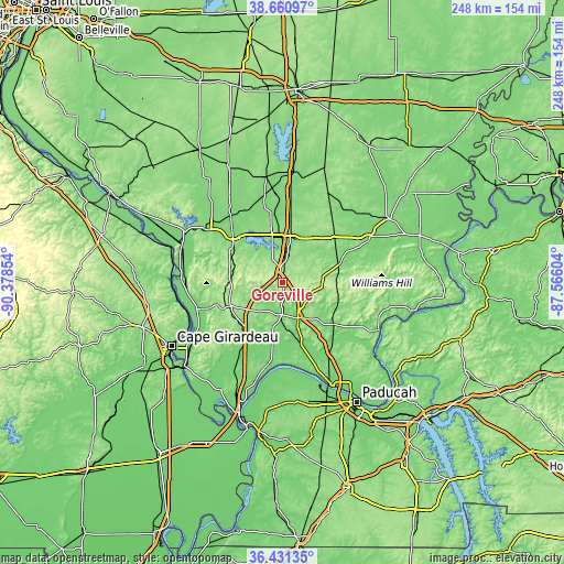 Topographic map of Goreville