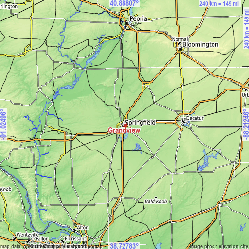 Topographic map of Grandview