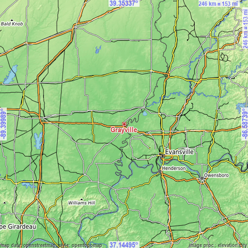 Topographic map of Grayville