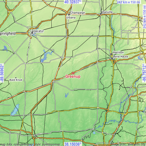 Topographic map of Greenup