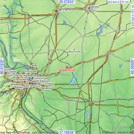 Topographic map of Greenville