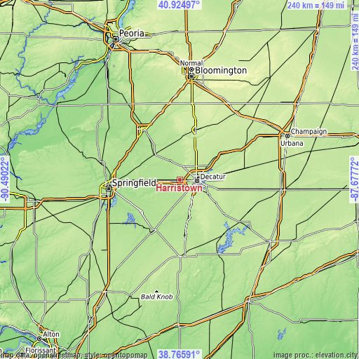 Topographic map of Harristown