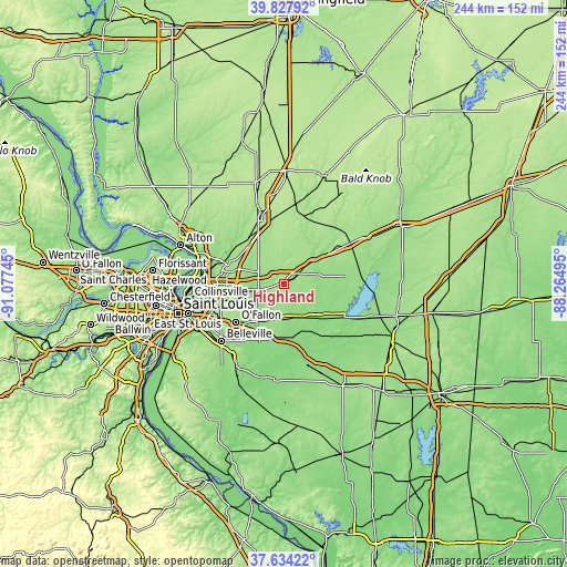 Topographic map of Highland