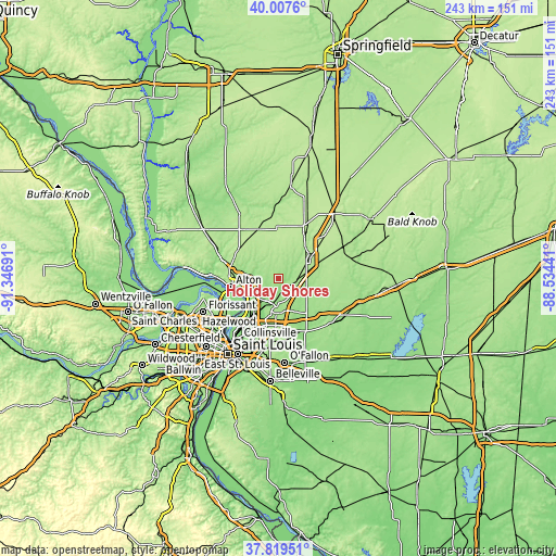 Topographic map of Holiday Shores