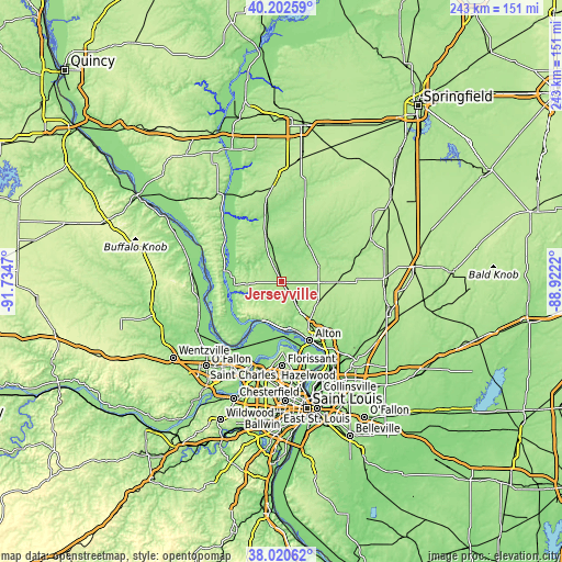 Topographic map of Jerseyville