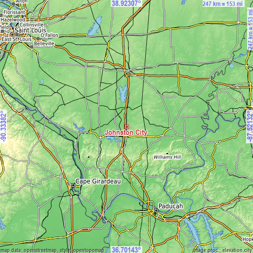 Topographic map of Johnston City