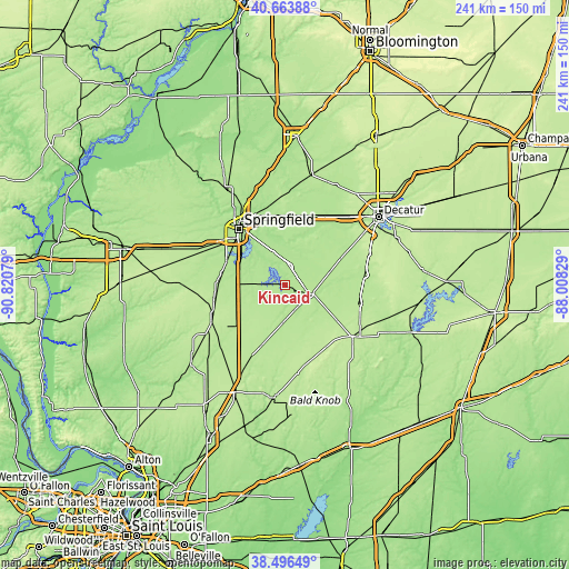 Topographic map of Kincaid