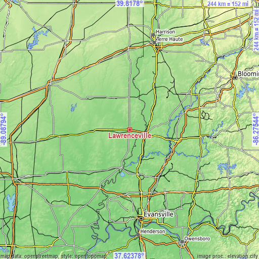 Topographic map of Lawrenceville