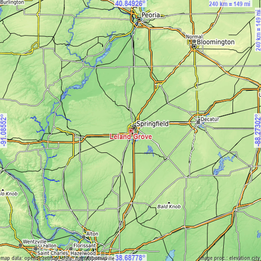 Topographic map of Leland Grove