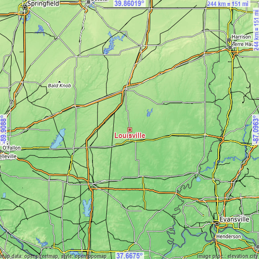 Topographic map of Louisville