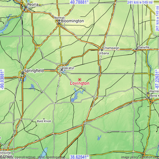 Topographic map of Lovington