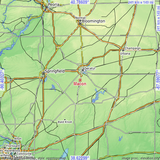 Topographic map of Macon