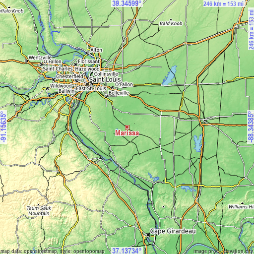 Topographic map of Marissa